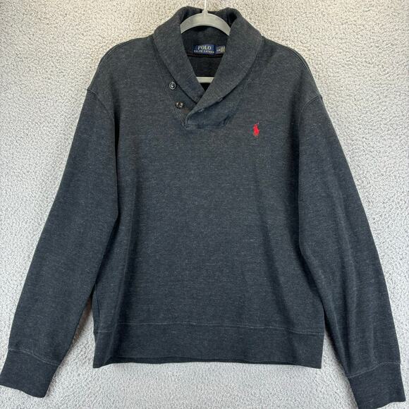 Polo Ralph Lauren Sweater Mens Large Shawl Collar Grandpa Prep Acadamia Pony - Picture 1 of 10